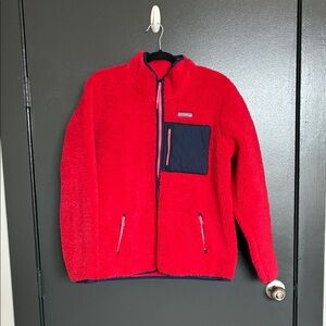 NWT Vineyard Vines Men’s Colorblock Harbor Fleece Jacket Red Velvet Sz M